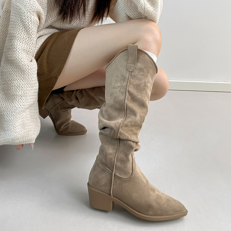 Sock Boot Women - Stivali da cavaliere in camoscio retrò