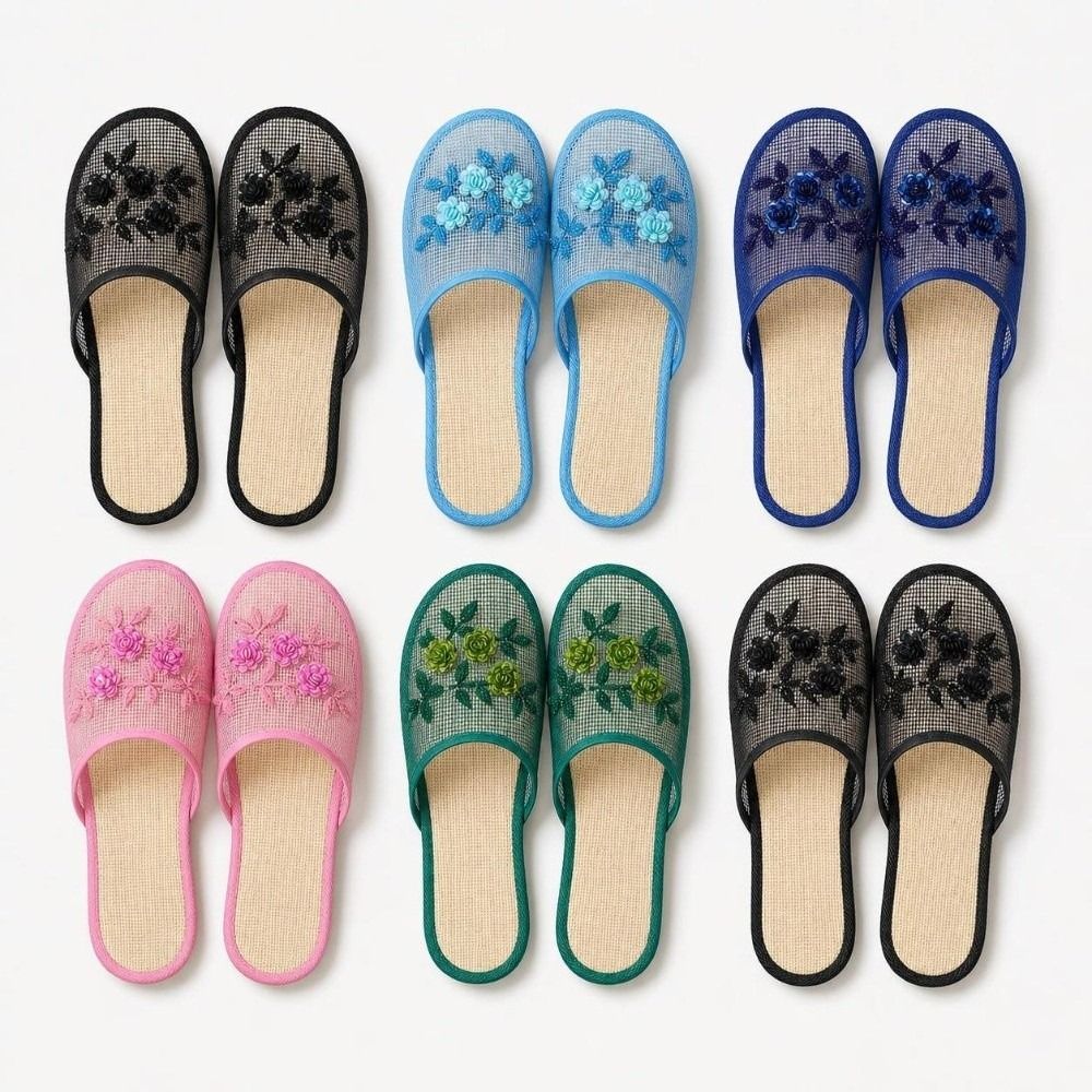 Mule Slip On - Sandali Casual con Ricamo Floreale in