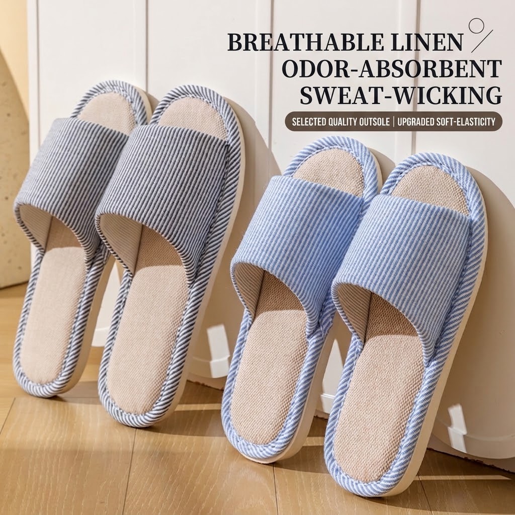 Mule Slip On - Ciabatte in Lino Traspiranti per Uomo