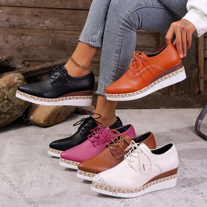 Scarpe Oxford con Zeppa in Pel - Oxford Lace Up Women recensione e prezzo